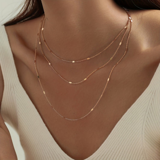 Simple Trendy Style Multilayer gold Necklace