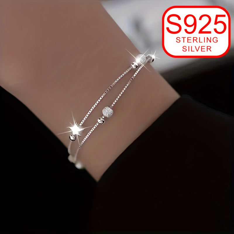 Women's Double-Layer Star Bracelet – 925 Sterling Silver, Hypoallergenic, Versatile Jewelry for Beach, Daily Wear, Weddings & Special Occasions, Perfect Gift for Mother’s Day, Valentine’s Day & Ramadan