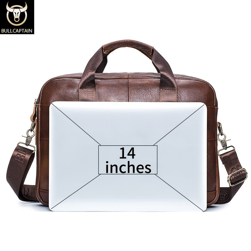 Capt. Niu leather one-shoulder messenger large-capacity fashionable male bag niu leather multi-functional hand-held business computer briefcase