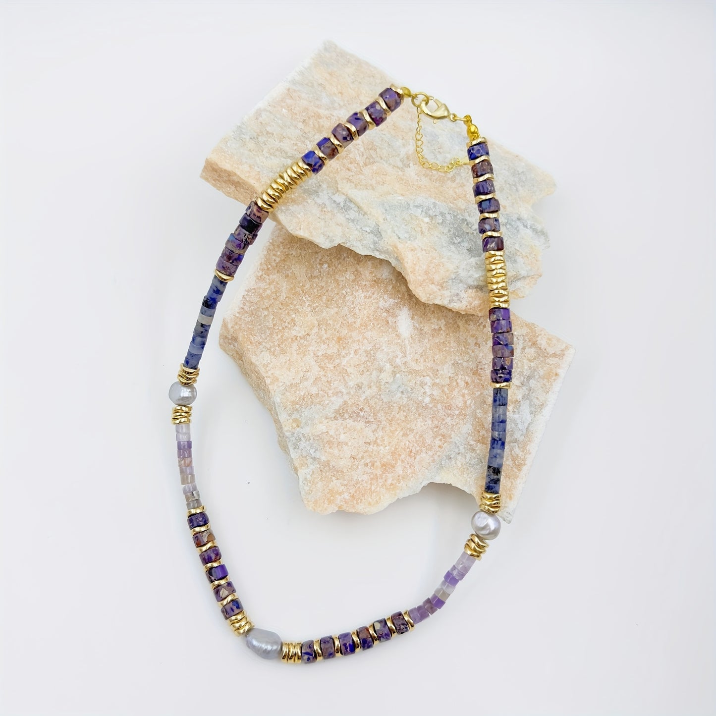 Purple for Galaxy Natural Stone Pearl  Necklace