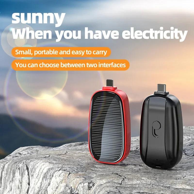 Solar Mini Power Bank Key Ring – Emergency Charger (1200mAh)