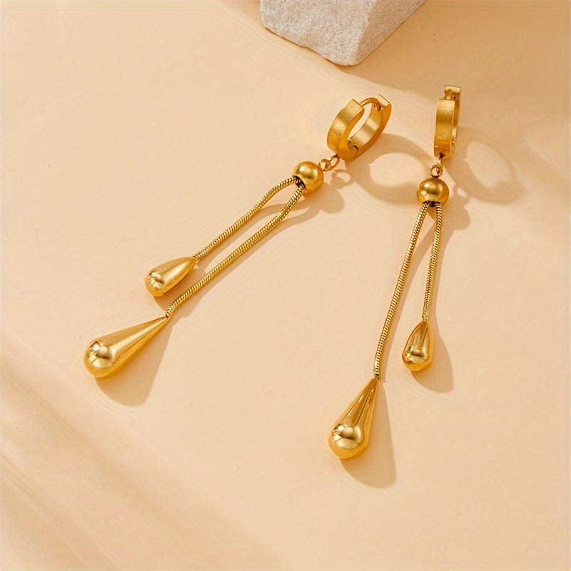 Golden Tassel Water Drop Pendant Fashion Jewelry Set