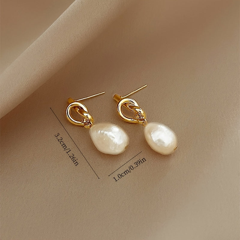 Elegant Knot Baroque Style Faux Pearl Earrings