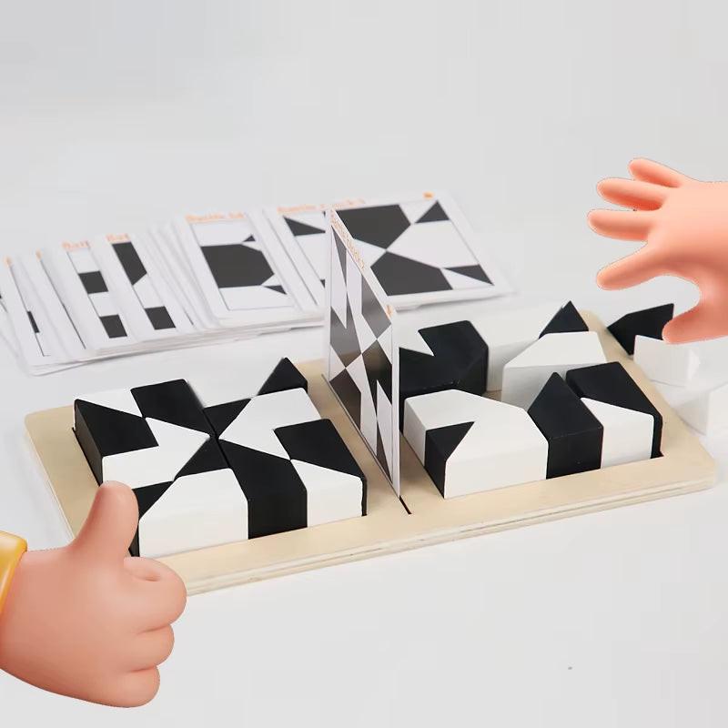 Race to Solve – 2‑Player Wooden Tangram Puzzle Game with 40 Challenge Cards