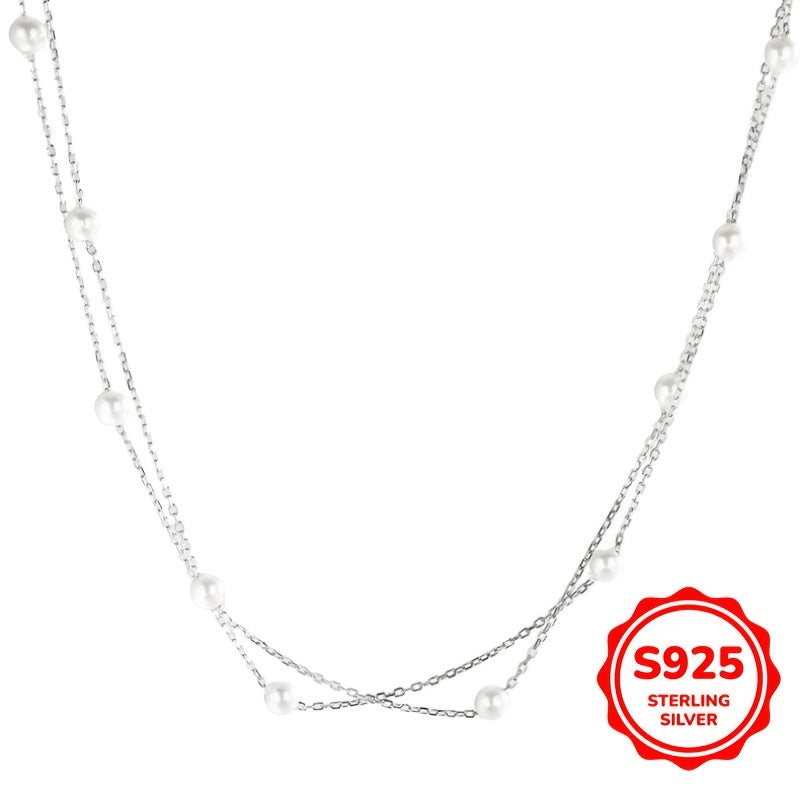 Elegant double-layer shell pearl necklace