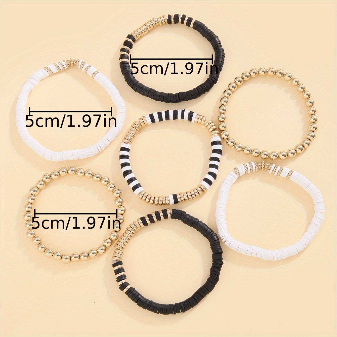 7-Piece Bohemian White & Black Bracelet Set – Elegant Gift for Women, Stylish & Versatile Jewelry