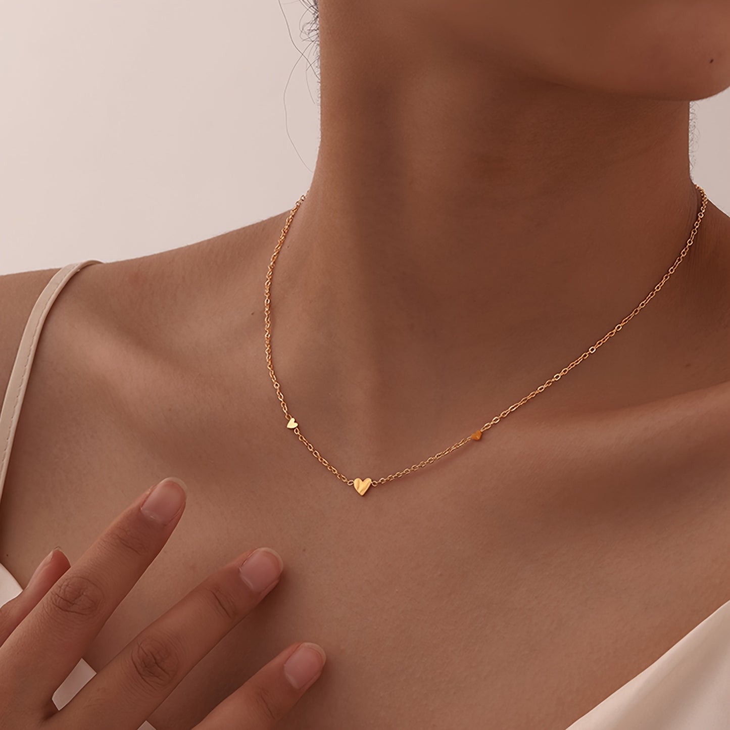 Boho Chic Gold Love Heart Pendant Clavicle Necklace