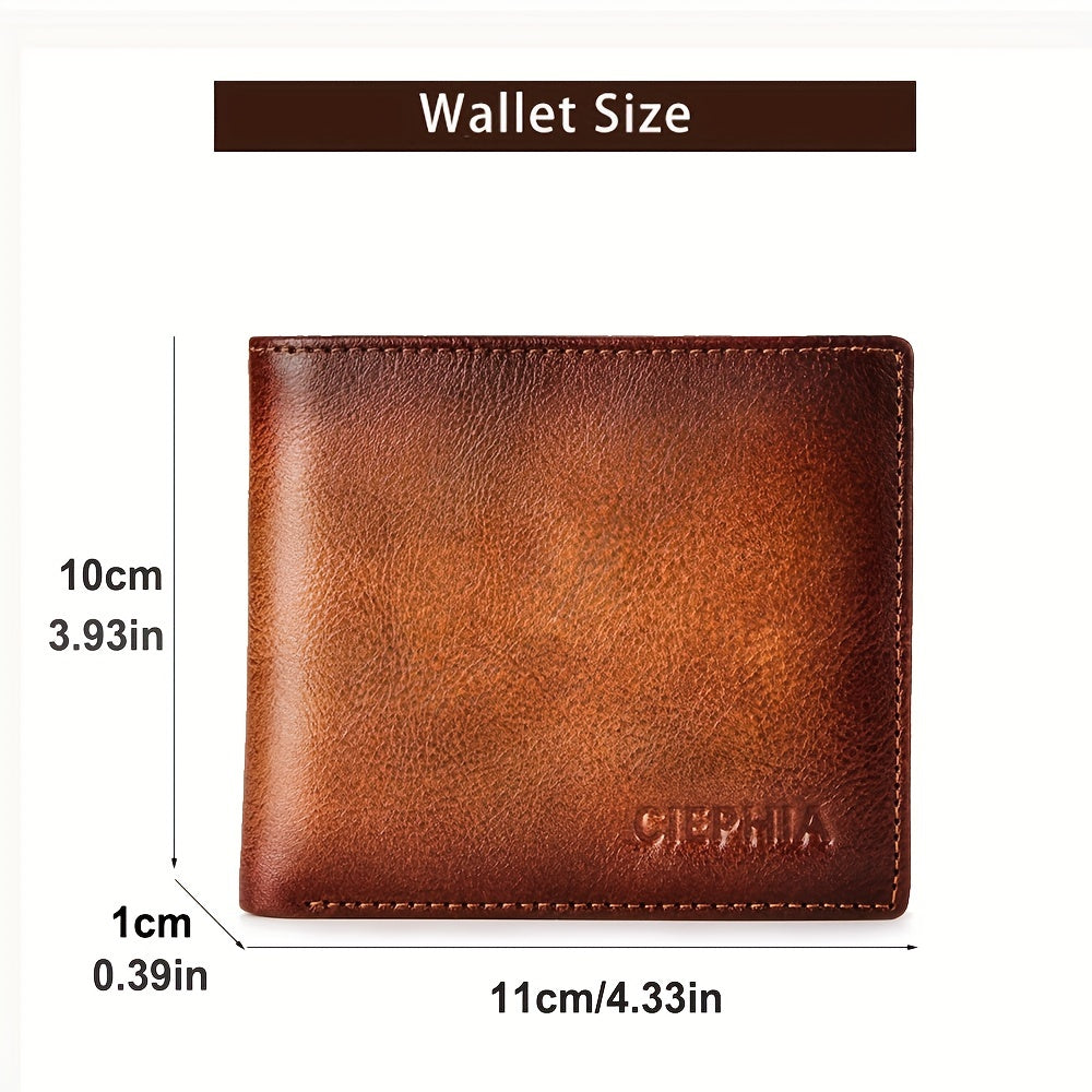 Men's Genuine Leather Anti Theft Brush Wallet