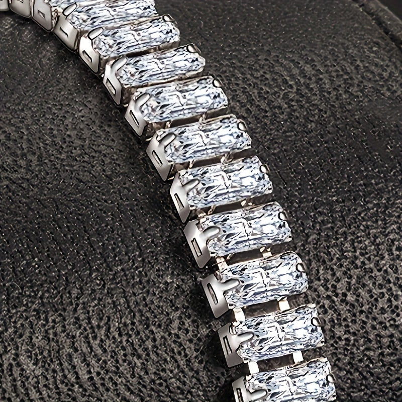 Silvery Mosang Rhinestones Bracelet