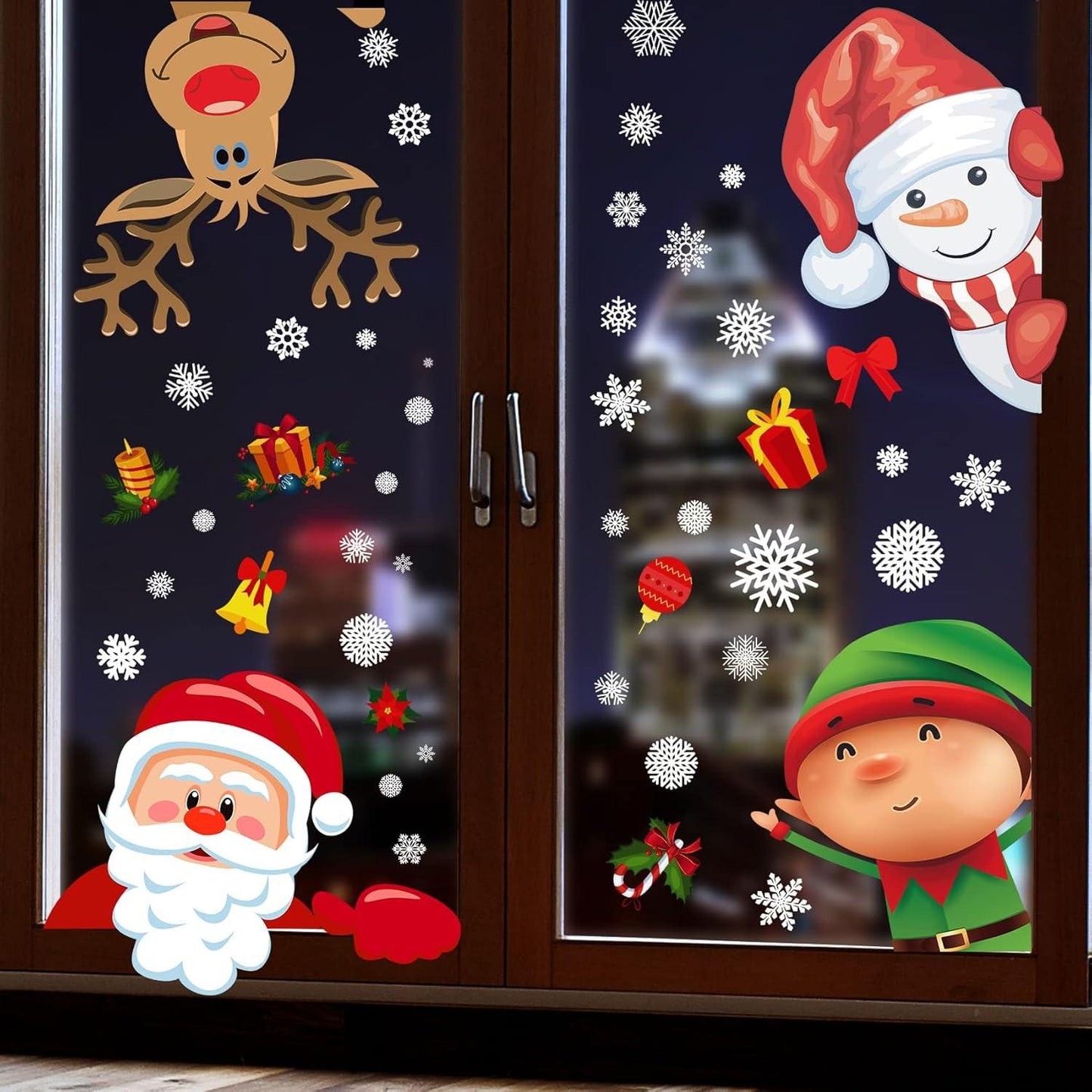 Christmas Window Clings – 150Pcs Snowflake & Holiday Stickers (8 Sheets)