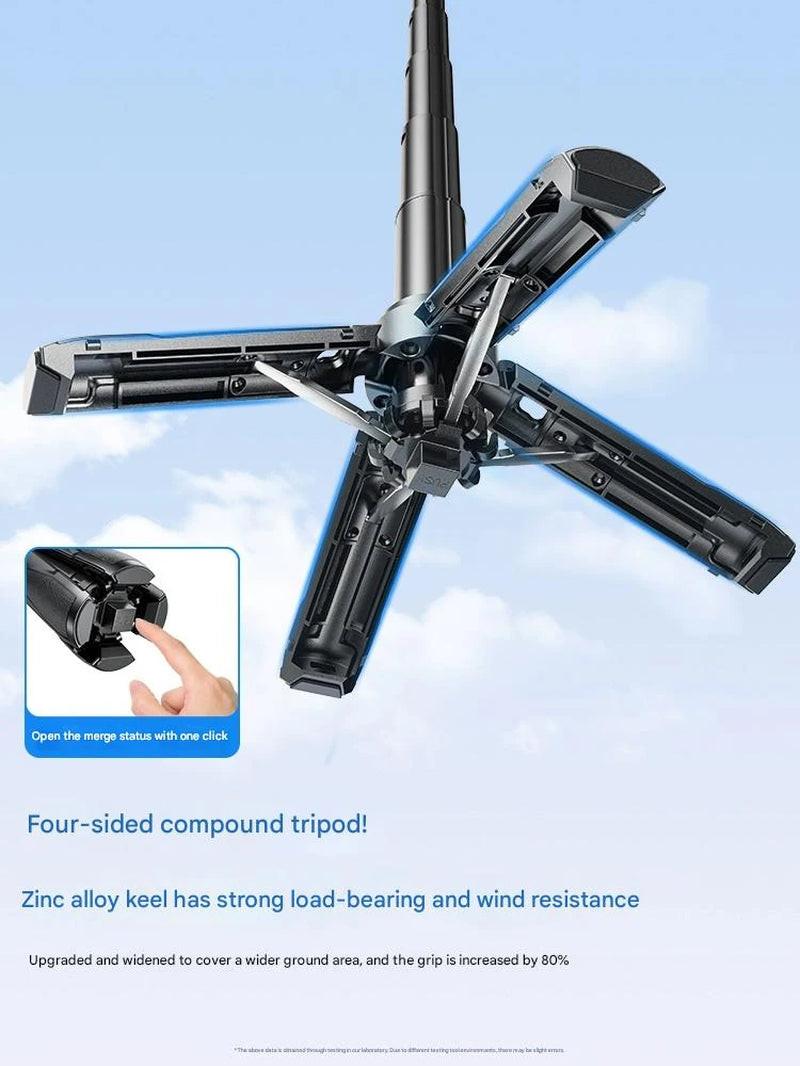 Premium 4‑in‑1 Selfie Stick with Wireless Remote, Magnetic Clip & 360° Rotation