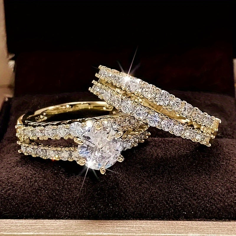 Bridal Wedding Engagement gold Rings