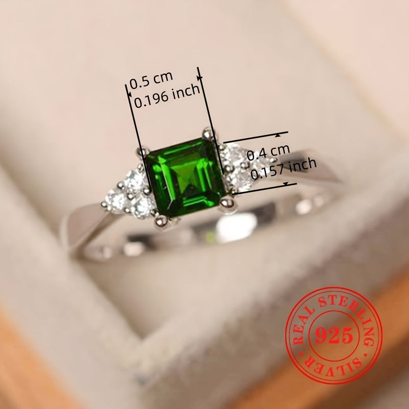 Synthetic Emerald Diamond With 4-Prong Setting