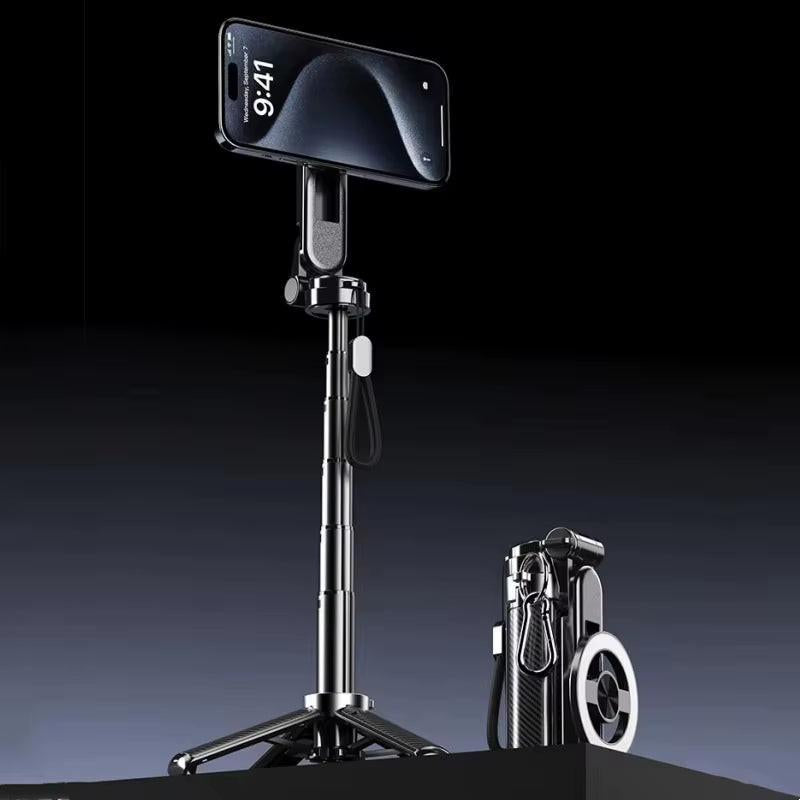Snap, Stream, Go – 4-in-1 Magnetic Selfie Stick with Bluetooth & 360° Rotation