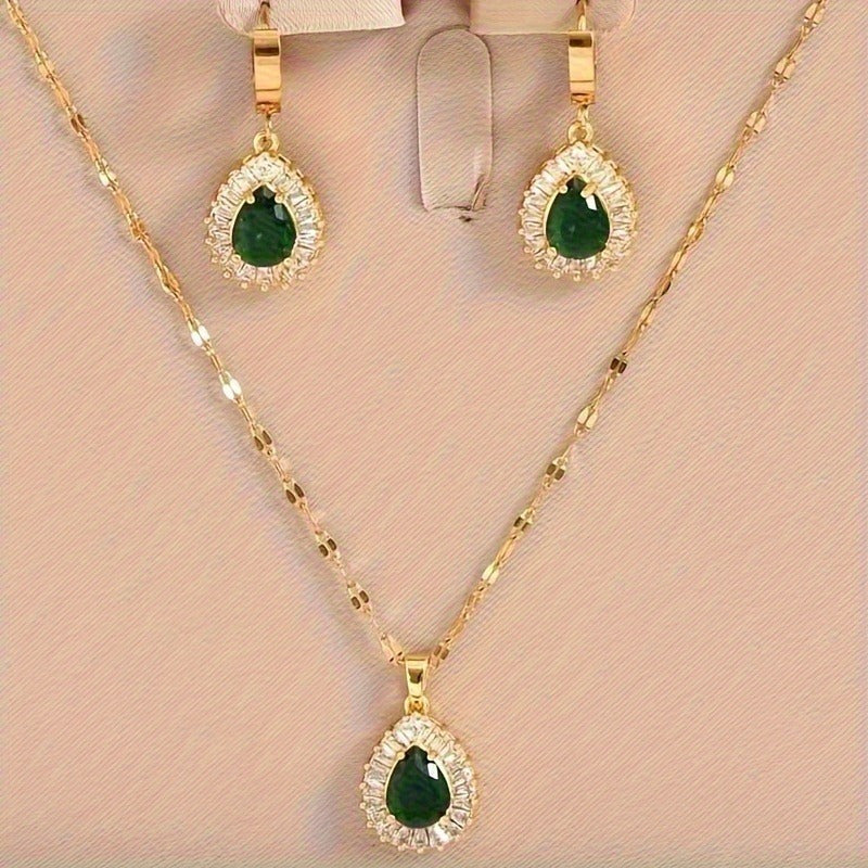 boho & elegant style golden drop necklace set