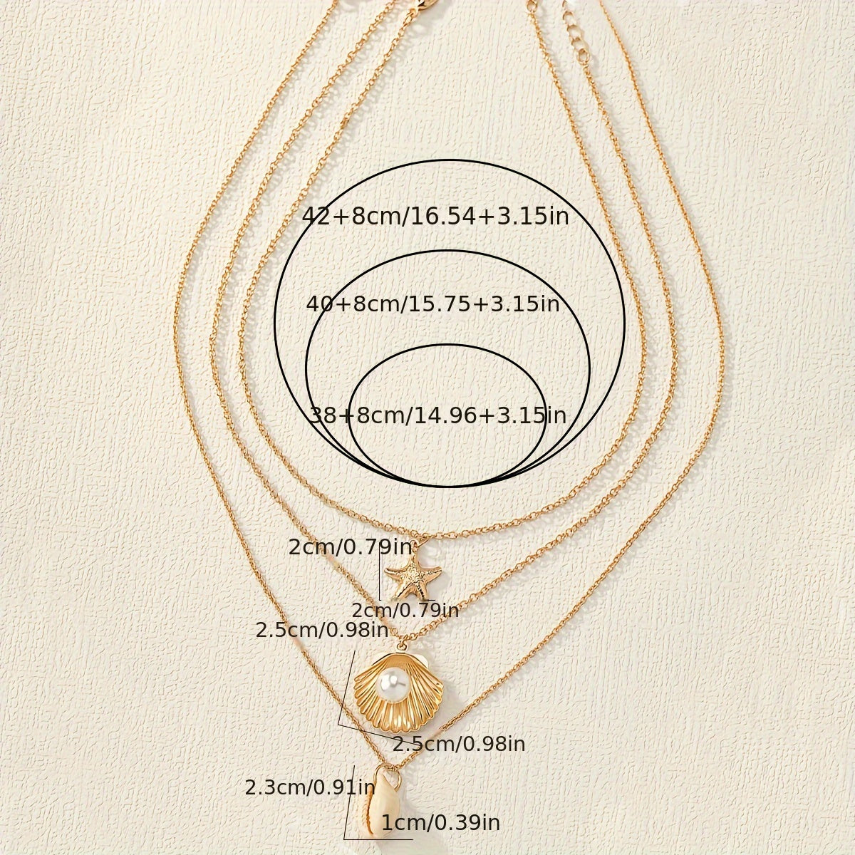 Ocean Charm 3-Piece Necklace Set with Shell, Starfish & Faux Pearl Pendants – Perfect for Summer Style & Casual Looks