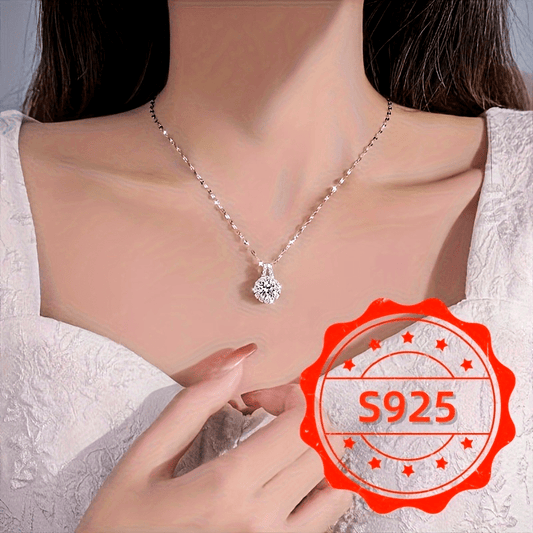 Elegant Sterling Silver Necklace with Luxurious Synthetic Zirconia