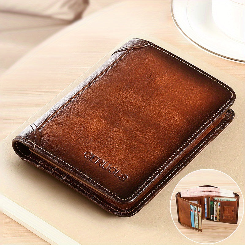 Men's Trendy Tri-Fold Genuine Leather Thin Card Holder