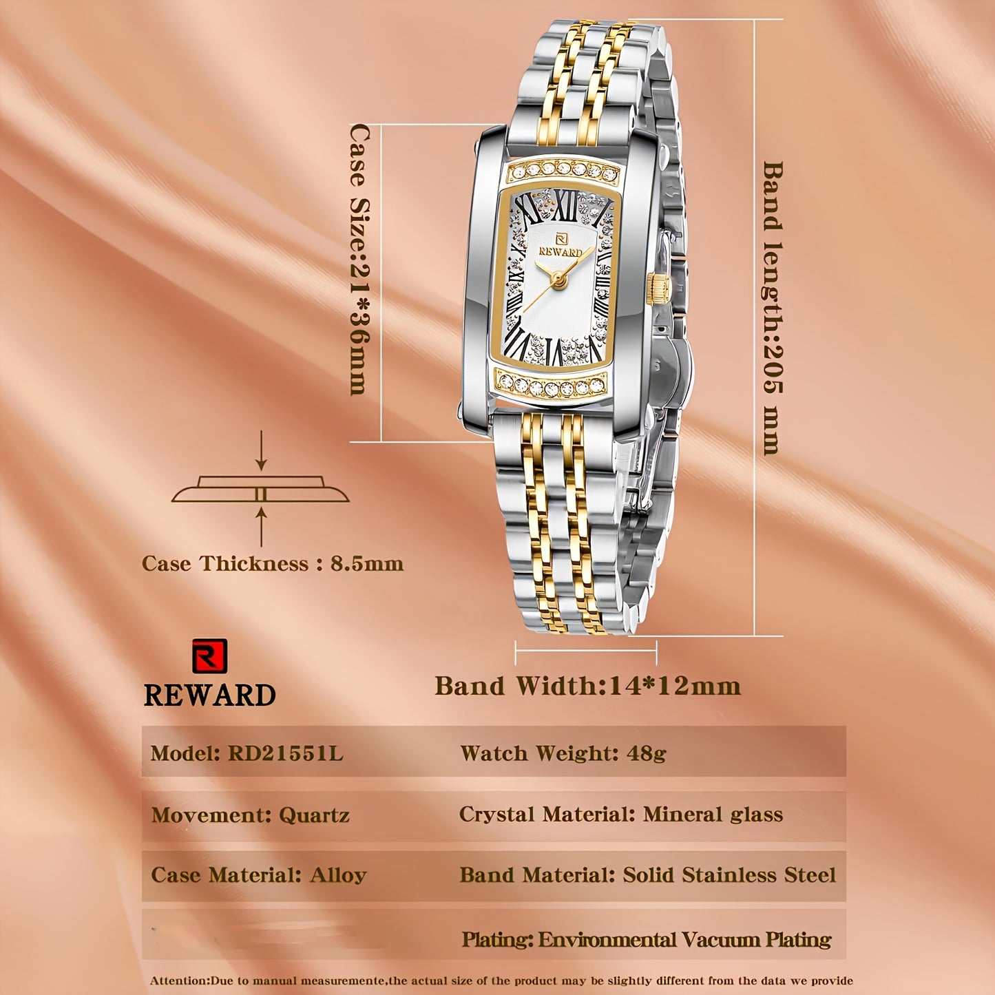 Retro Rectangle Golden Women Watches