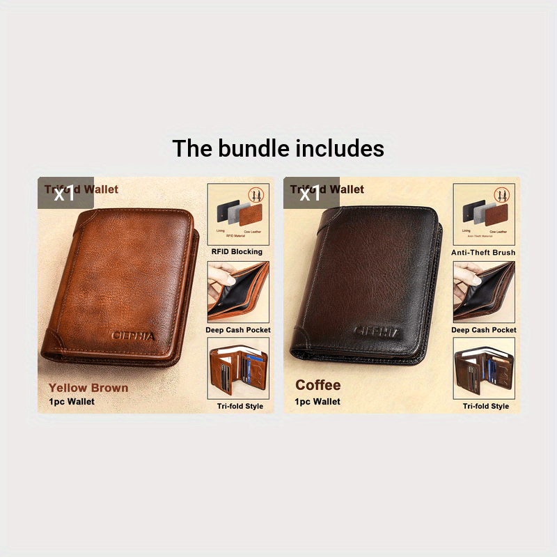 CIEPHIA Vintage Genuine Leather RFID Blocking Wallet for Men