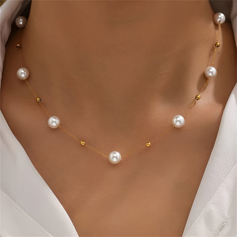 Elegant Imitation Pearl Beads Necklace