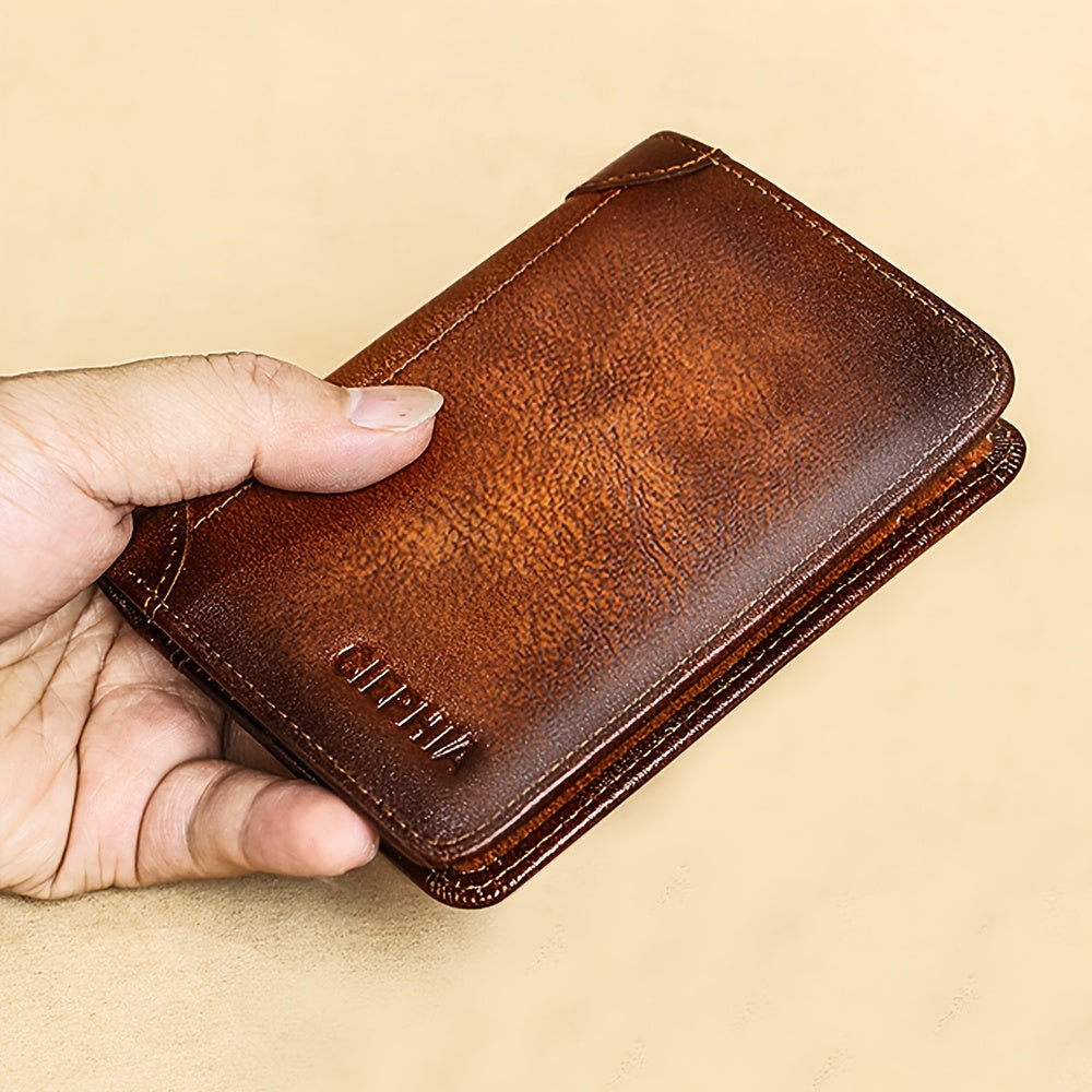 CIEPHIA Vintage Genuine Leather RFID Blocking Wallet for Men