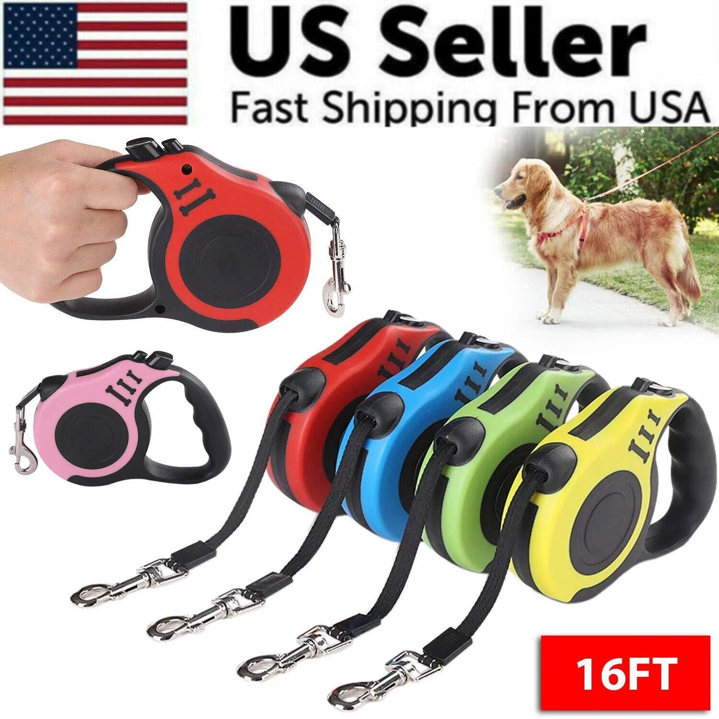 Walk Freely, Stay in Control – 16.5FT Retractable Dog Leash with One-Touch Brake