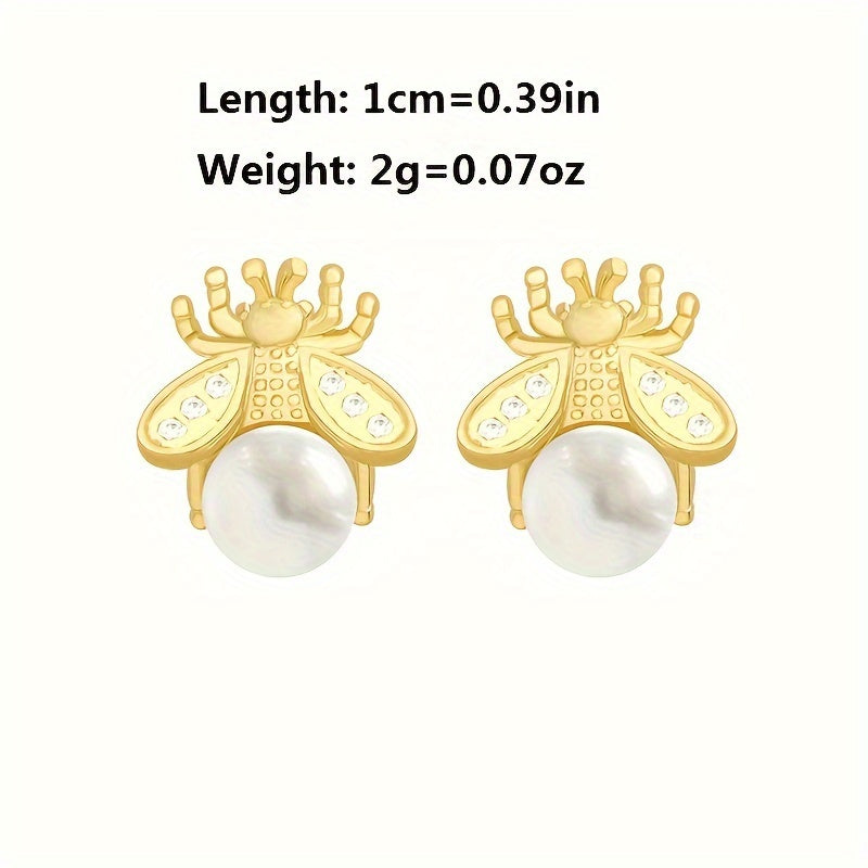 Trendy Elegant Bee Pearl Earrings