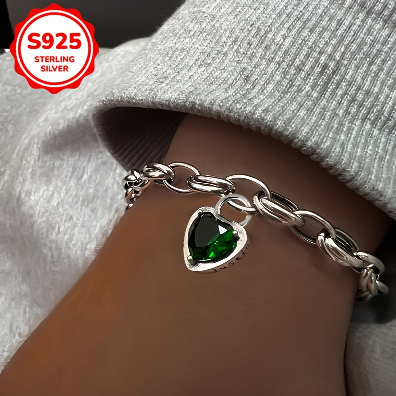 Inlaid Heart-shaped Synthetic Zirconia Bracelet