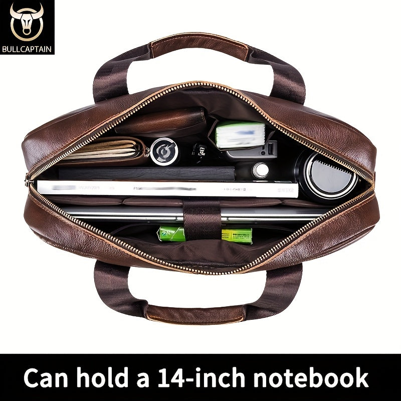 Capt. Niu leather one-shoulder messenger large-capacity fashionable male bag niu leather multi-functional hand-held business computer briefcase