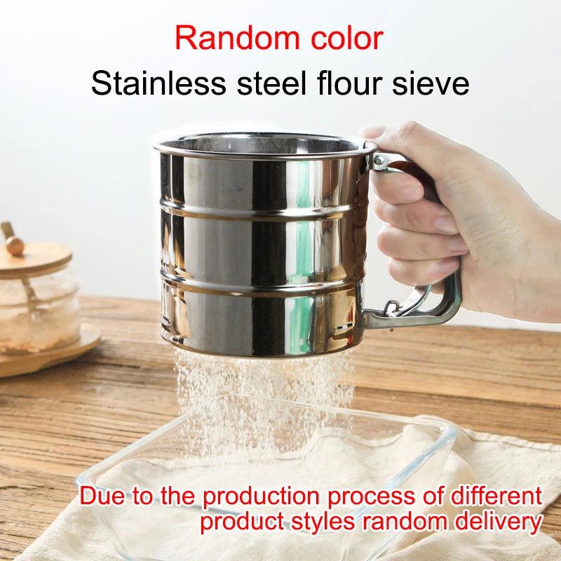 Stainless Steel Flour Sifter – Hand Press Fine Mesh Baking Sieve & Sugar Shaker, 1 Cup Capacity