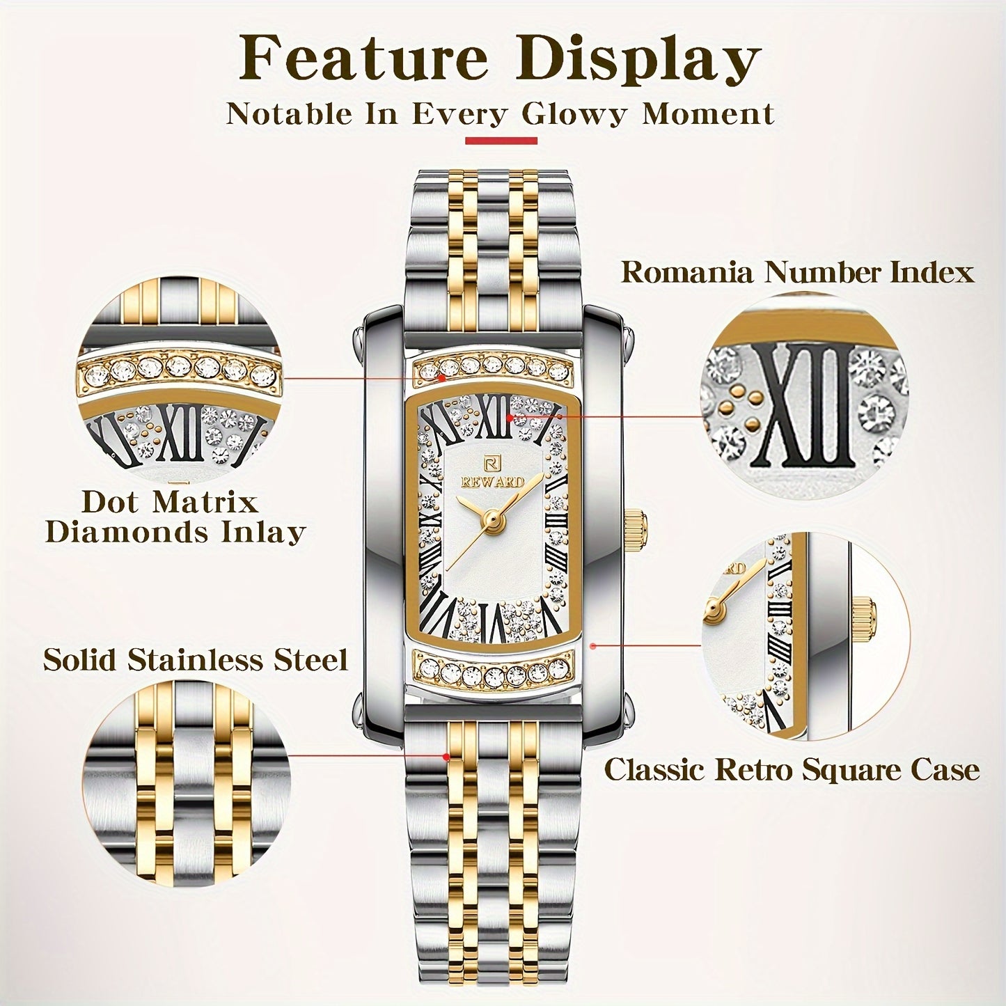 Retro Rectangle Golden Women Watches