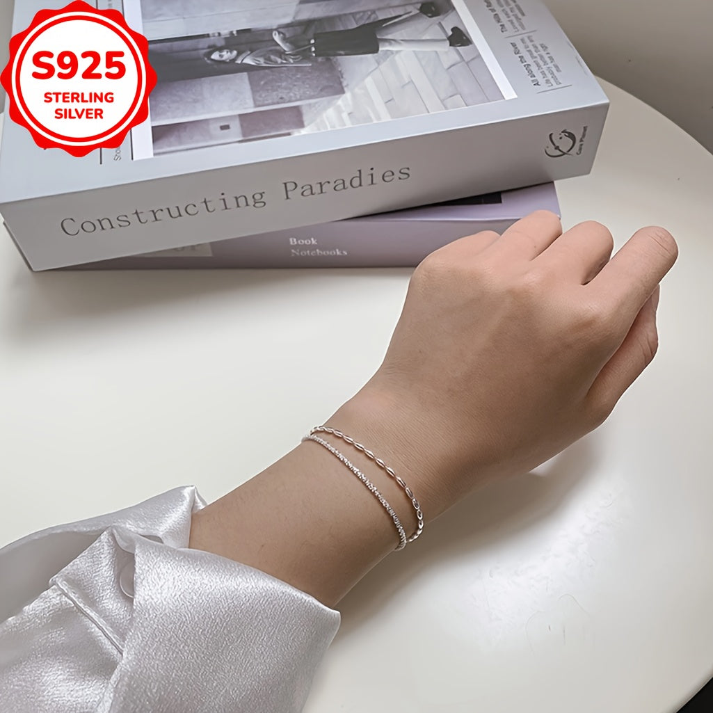 925 Silver Bracelet Starry Rice Grain Double Layer Bracelet Sparkling Light Luxury Sense Fashion Women's Jewelry, The Perfect Gift For Her, Christmas Gift Birthday Gift