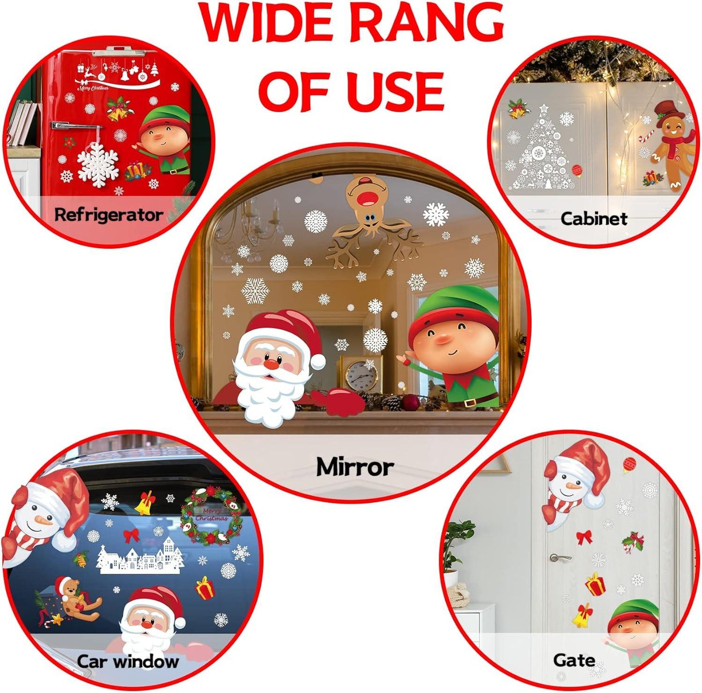 Christmas Window Clings – 150Pcs Snowflake & Holiday Stickers (8 Sheets)