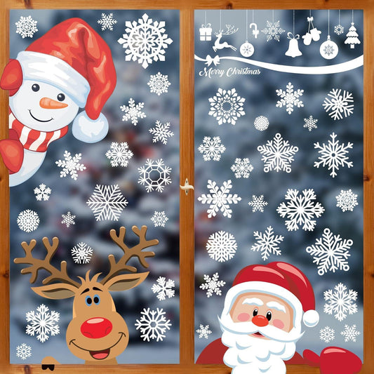 Christmas Window Clings – 150Pcs Snowflake & Holiday Stickers (8 Sheets)