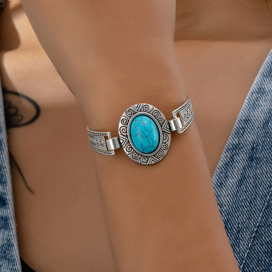 Boho-Chic Vintage Turquoise-Inspired Bracelet