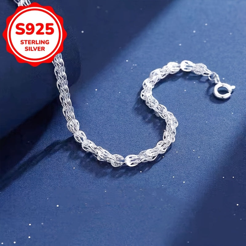 925 Sterling Silver Phoenix Tail Bracelet Female Simple Minimalist Bracelet Jewelry Silvery Color Approx. 3g per piece