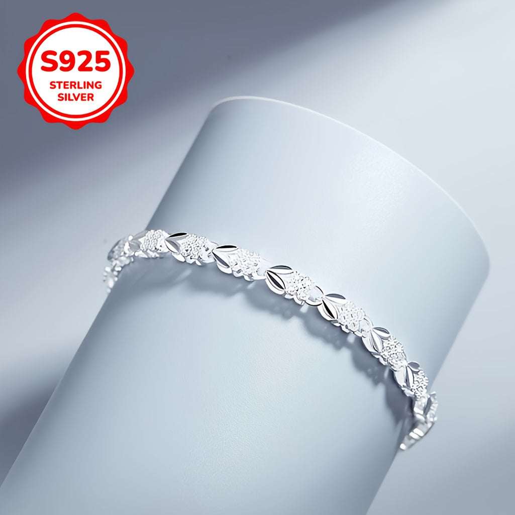 Vintage 925 Sterling Silver Leaf Bracelet – Boho Chic Adjustable Chain for Daily Wear & Gifts, Intricate Design Jewelry