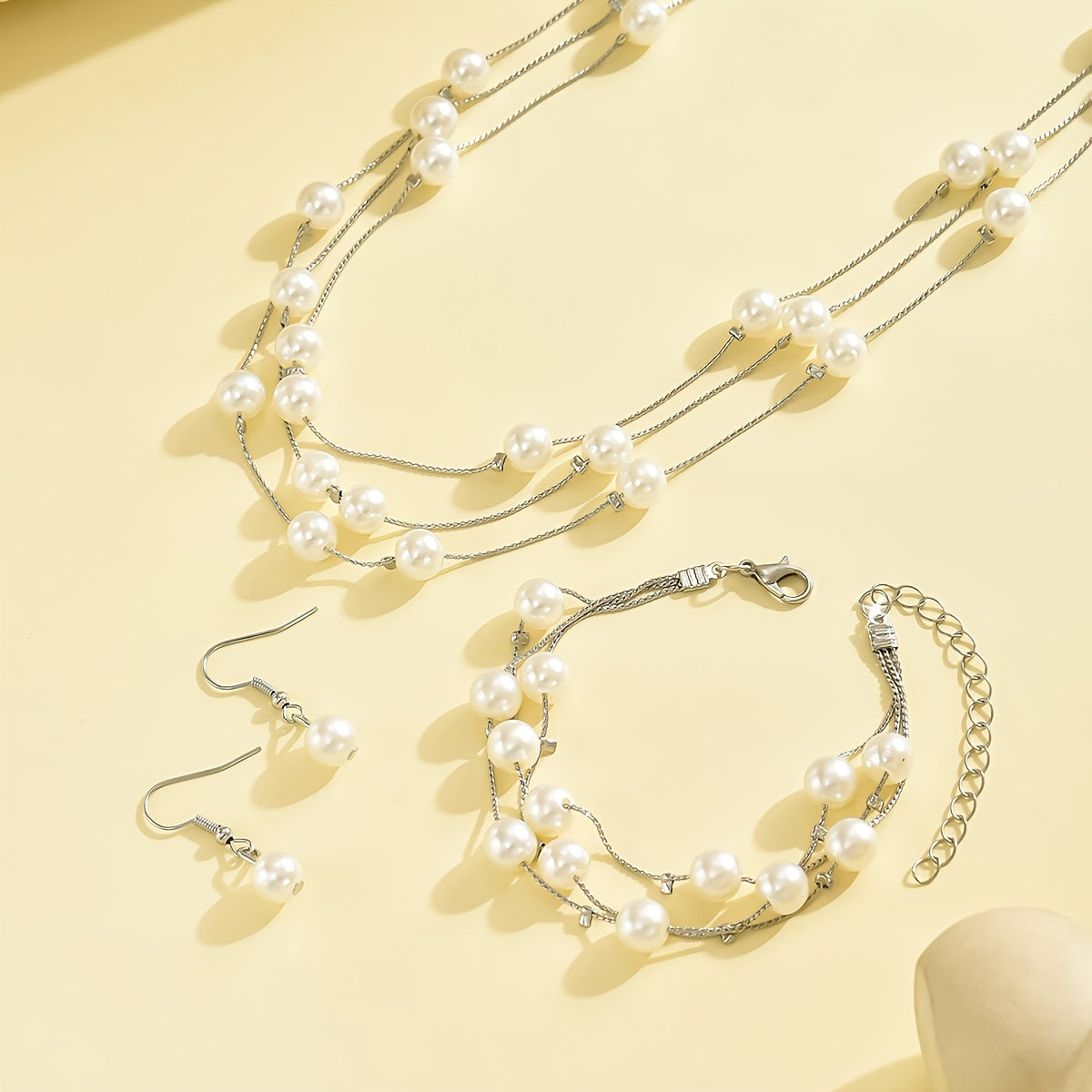 Women's Imitation Pearl Necklace Jewelry Set