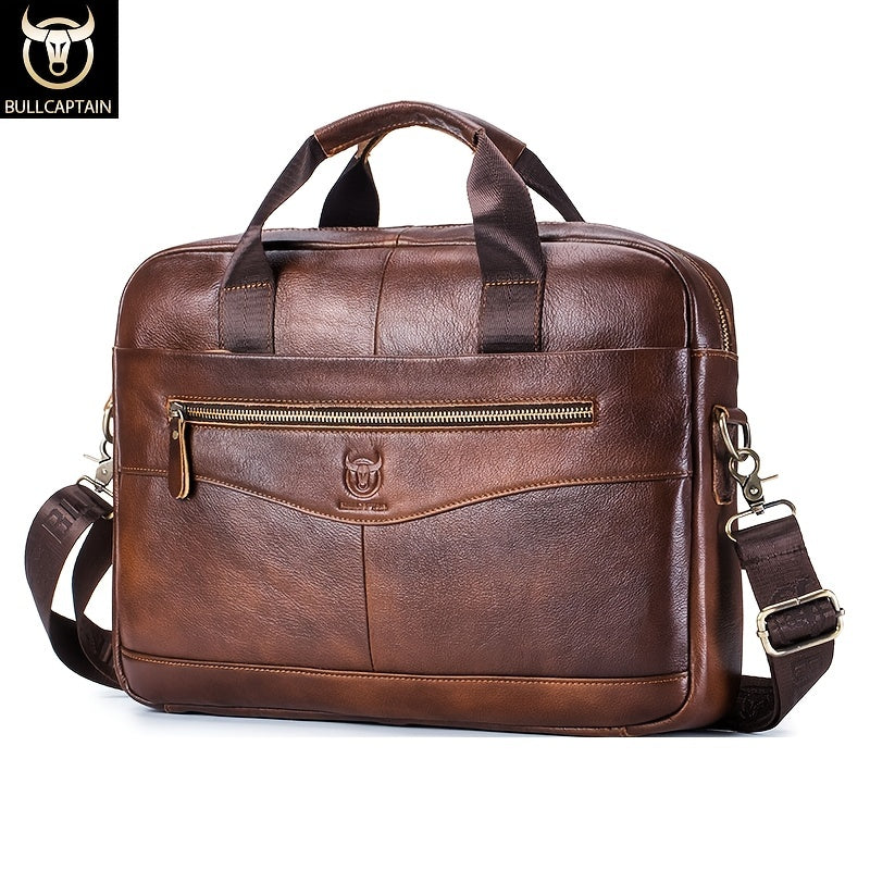 Capt. Niu leather one-shoulder messenger large-capacity fashionable male bag niu leather multi-functional hand-held business computer briefcase