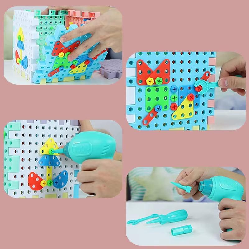 Build, Screw & Create – Kids Electric Drill Toy Set with Puzzle Blocks for STEM Learning (Ages 3–6)