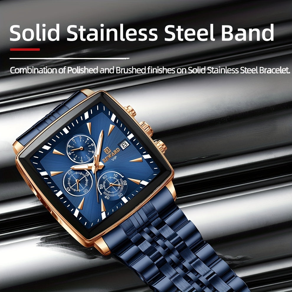 REWARD Men's Watches Blue Rectangle Quartz Wrist watches