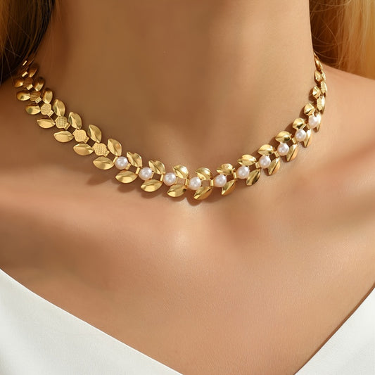 Elegant Golden-Tone Wheat Ear Choker Necklace