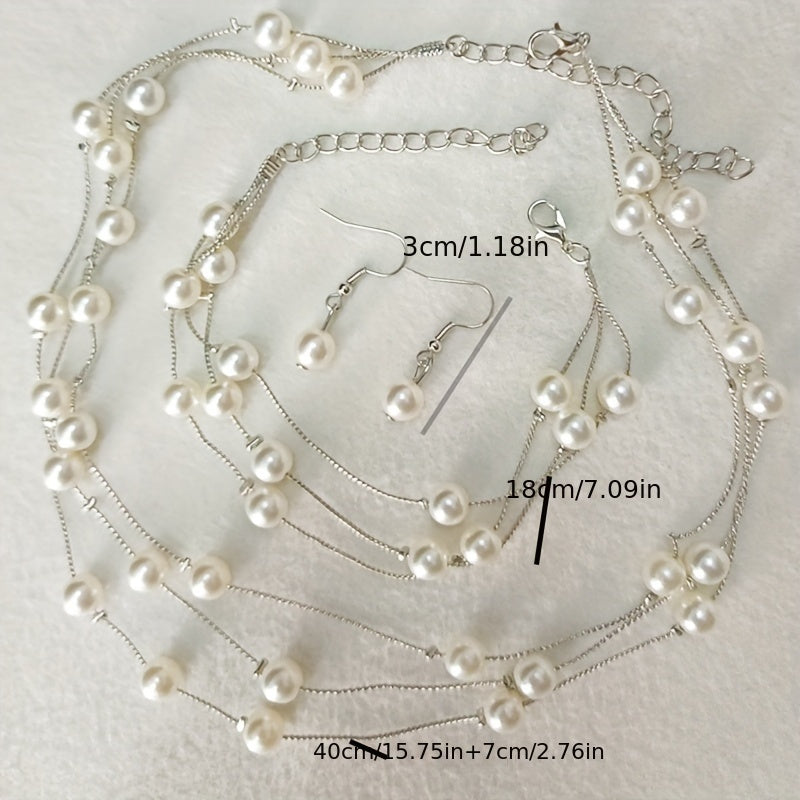 Women's Imitation Pearl Necklace Jewelry Set