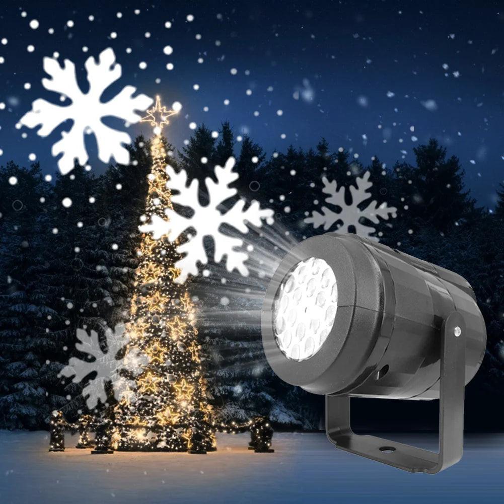 Rotating LED Snowflake Projector – 16 Festive Patterns for Indoor & Outdoor Use