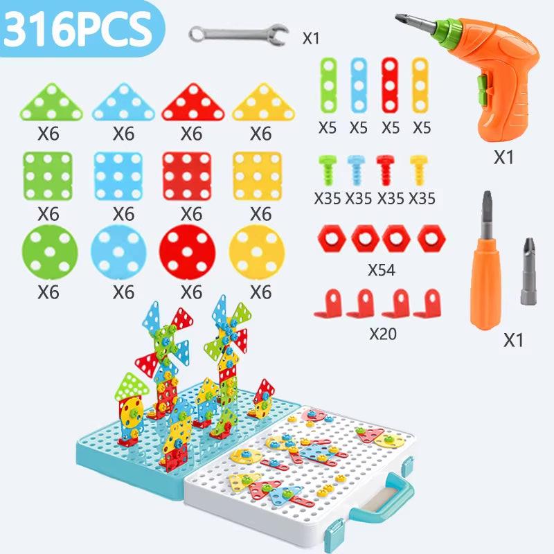 Build, Screw & Create – Kids Electric Drill Toy Set with Puzzle Blocks for STEM Learning (Ages 3–6)