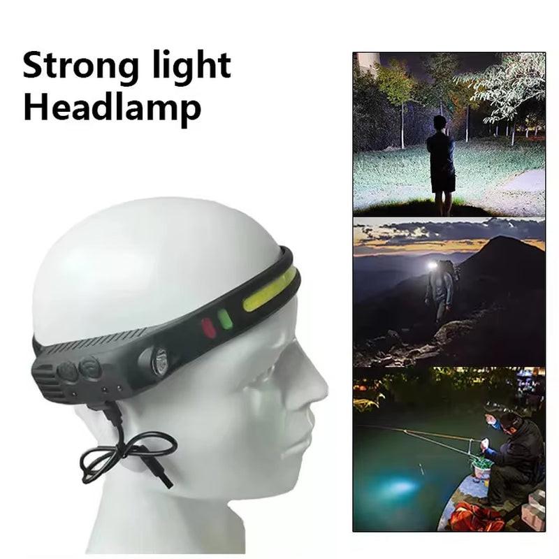 Rechargeable LED Headlamp – Waterproof, Motion Sensor, 5 Light Modes | Built for Camping, Hiking, and Night Safety