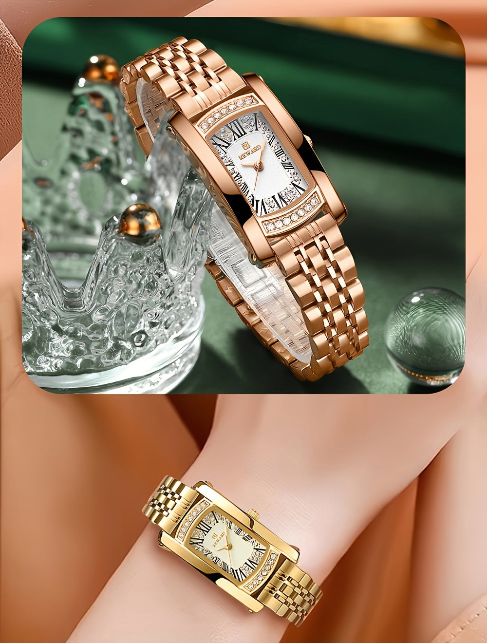 Retro Rectangle Golden Women Watches
