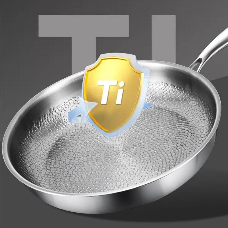 Pure Titanium Frying Pan – Hammer‑Pattern Non‑Coated Cookware (26/28/30 cm)
