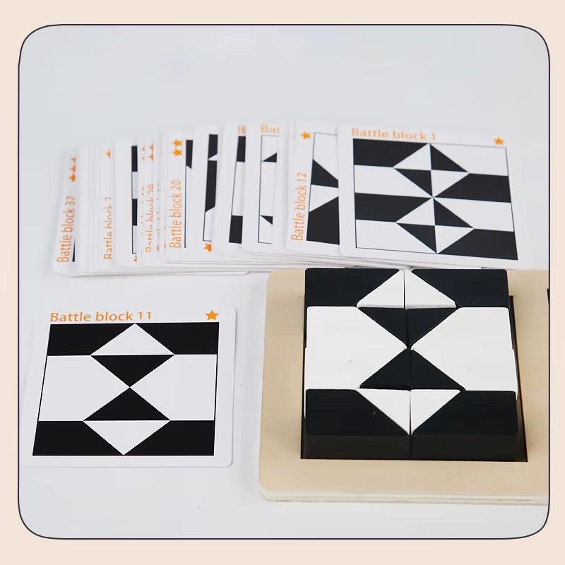 Race to Solve – 2‑Player Wooden Tangram Puzzle Game with 40 Challenge Cards